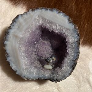 Amethyst Geode with Bird Figurine